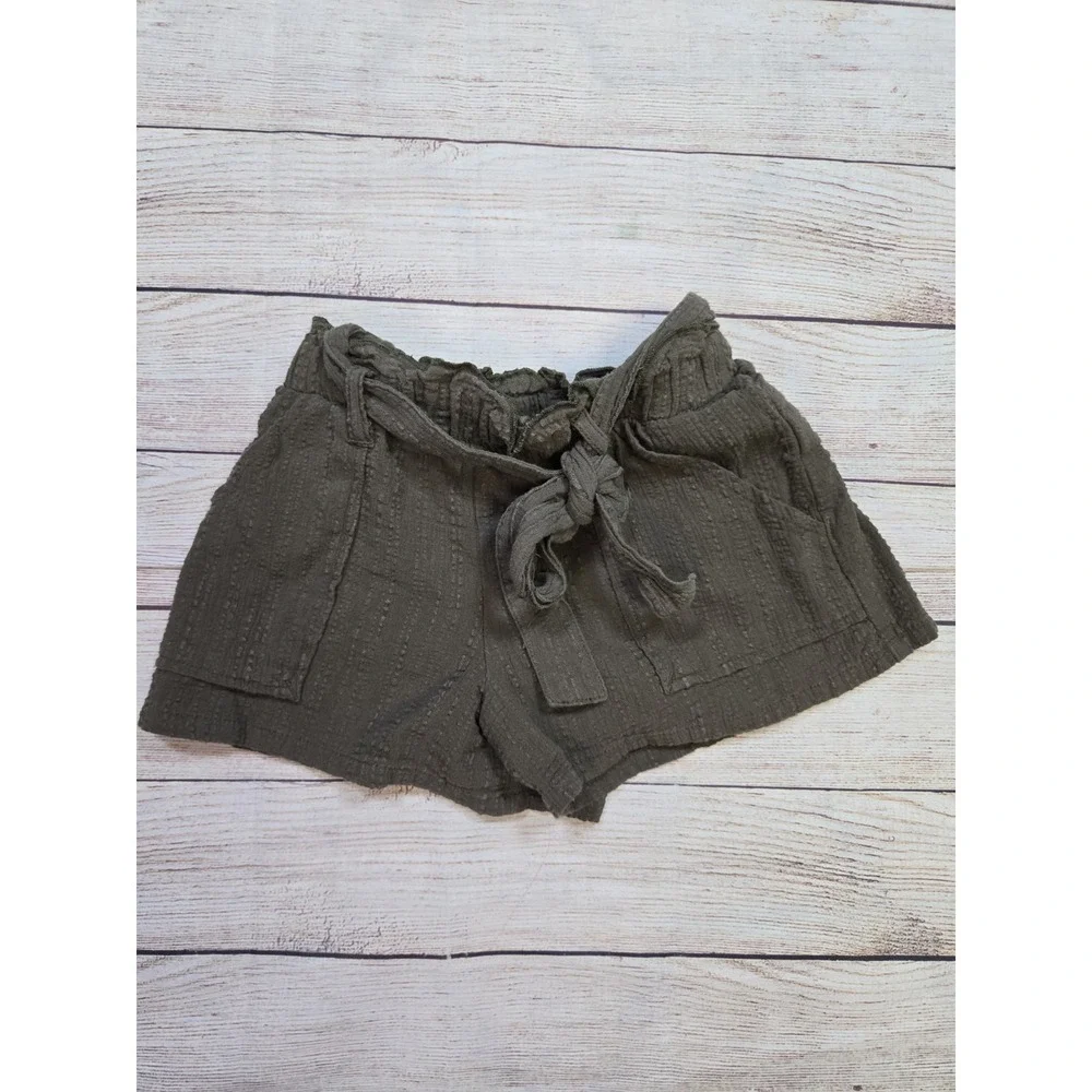 Art class Girls Shorts Size Small 6-6x Tie Belt Olive‎ green Paper bag waist